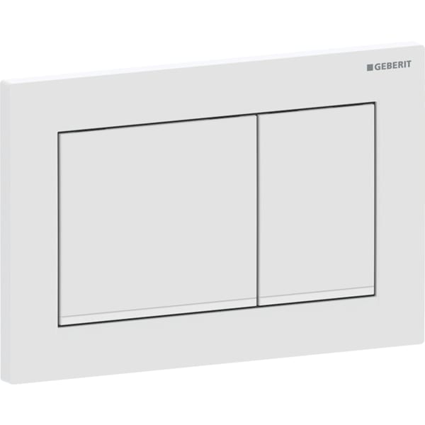 Geberit Omega20 Betätigungsplatte, eckig 2-M-Sp., weiß matt, Etc/ weiß glänzend