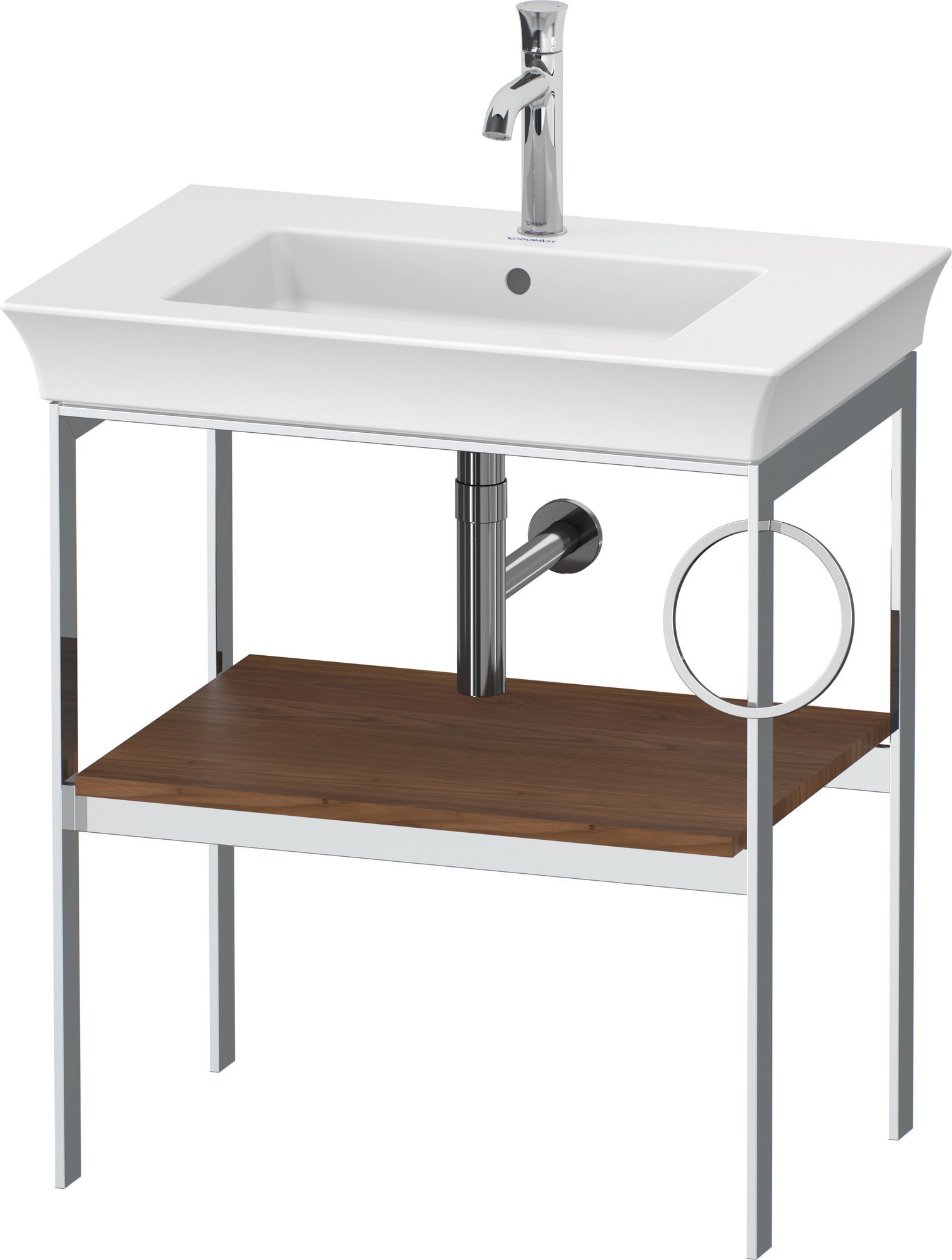 Duravit Metallkonsole bodenst. White Tulip 760x684x450,HH r.,Am.Nussbaum Massiv