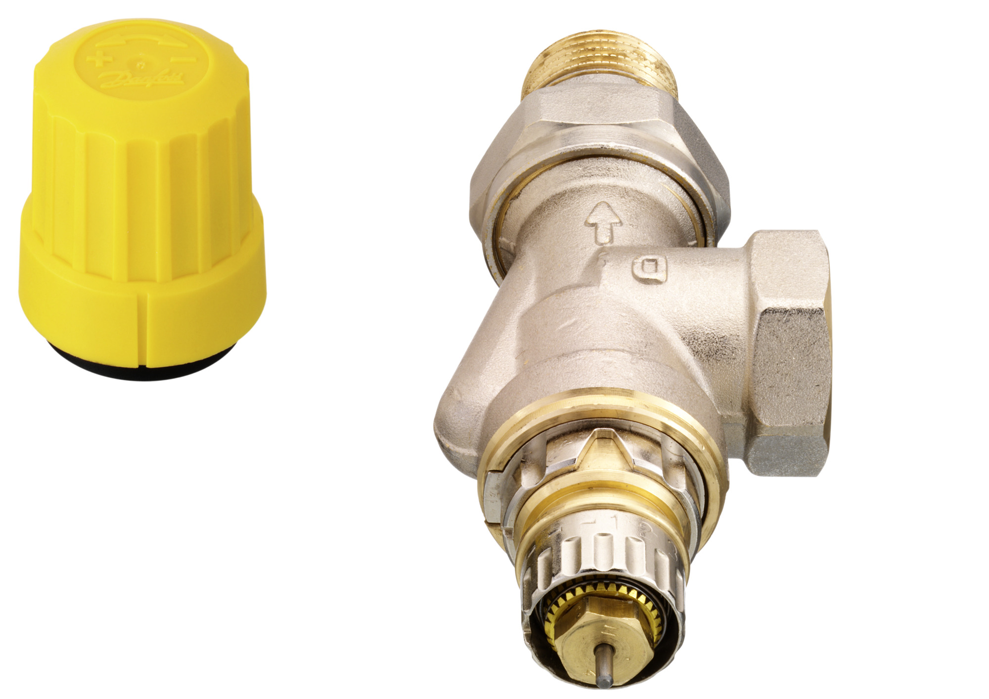 Danfoss Ventilgehäuse RA-UN 15 R 1/2, UK (Axial), matt vernickelt