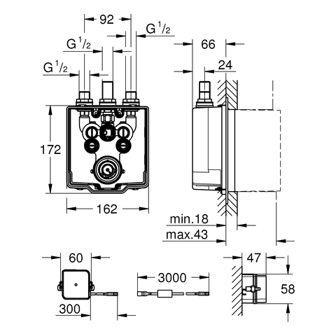 GROHE UP-Einbaukasten Eurosmart CE 36459 thermostatische Mischung für 36456