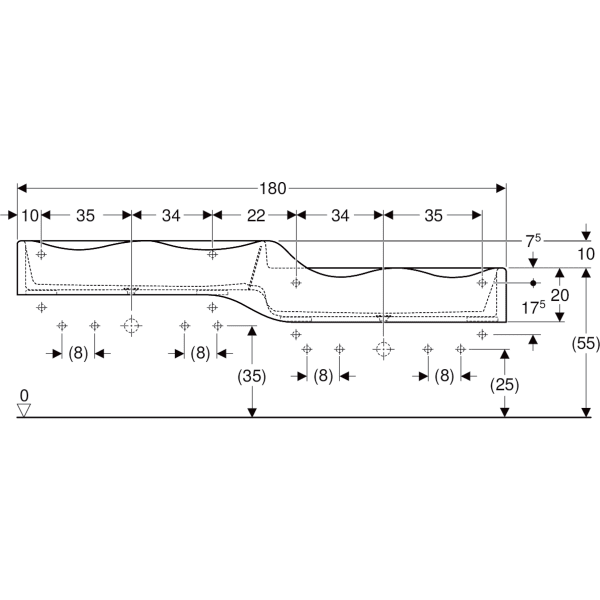 Geberit Bambini Spiel- und Waschlandschaft für 4 WT-Arm., tieferes Becken re, weiß