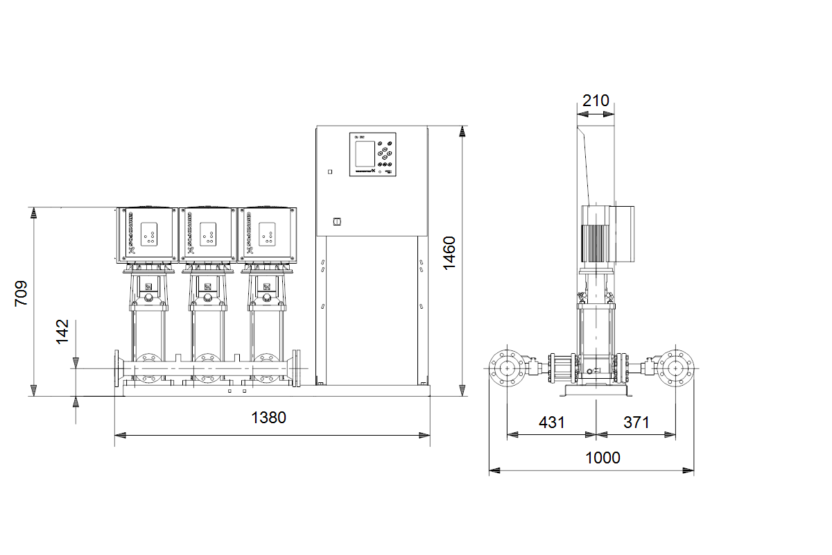 GRUNDFOS Druckerhöhungsanlage Hydro MPC-E 3 CRIE10-3 U2 A-A-A-GHJ