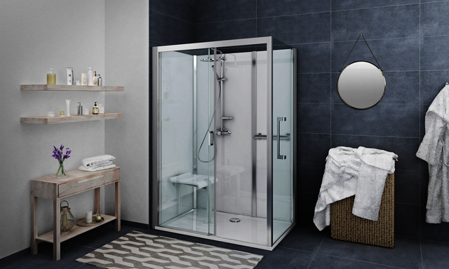 Roth Komplettdusche Vinata Comfort Eck Hoch weiß 1160x677 ESG klar