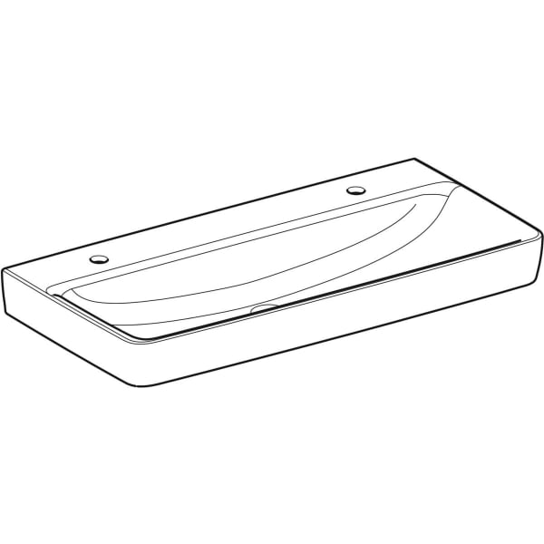 Geberit Renova Plan Aufsatz-WT 100x48cm 2 Hahnlöcher, m.Ül., weiß, KeraTect