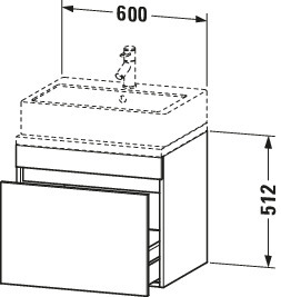 Duravit WTU DuraStyle f. Konsole 512x600x478 1 Auszug, betongrau matt/betongrau matt