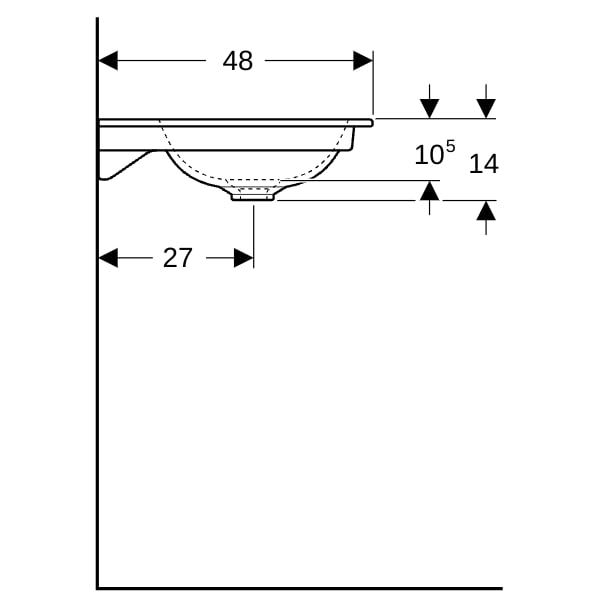Geberit ONE Möbelwaschtisch 90x48 cm m.Hl., o.Ül., weiß, KeraTect