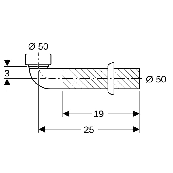 Geberit Anschlussbogen 90Gr mit Wandrosette