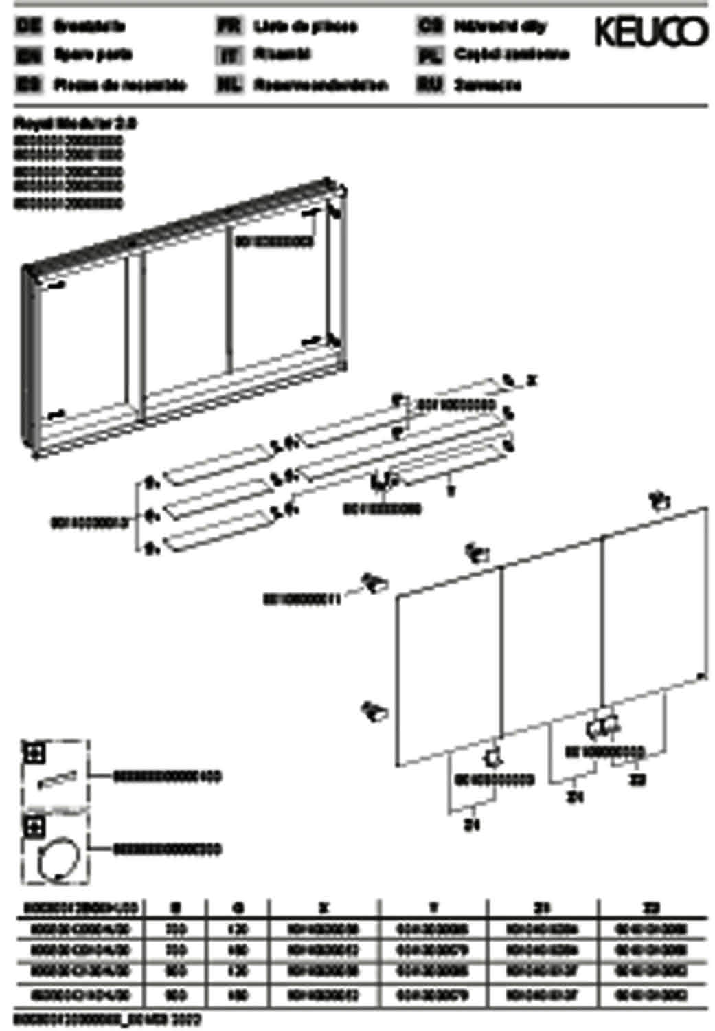 KEUCO Royal Modular 2.0 SPS, unbel. 80030, Einb,1Steckd/USB,sb-elox,1200x700x120mm