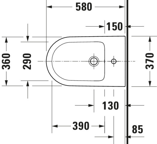 Duravit Standbidet D-Neo, 580mm, Weiß mit ÜL, mit HLB, 1 HL, BTW