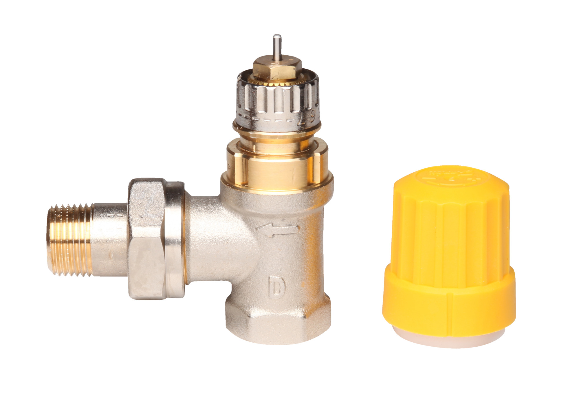Danfoss Ventilgehäuse RA-UN 10 R 3/8, Eck, matt vernickelt