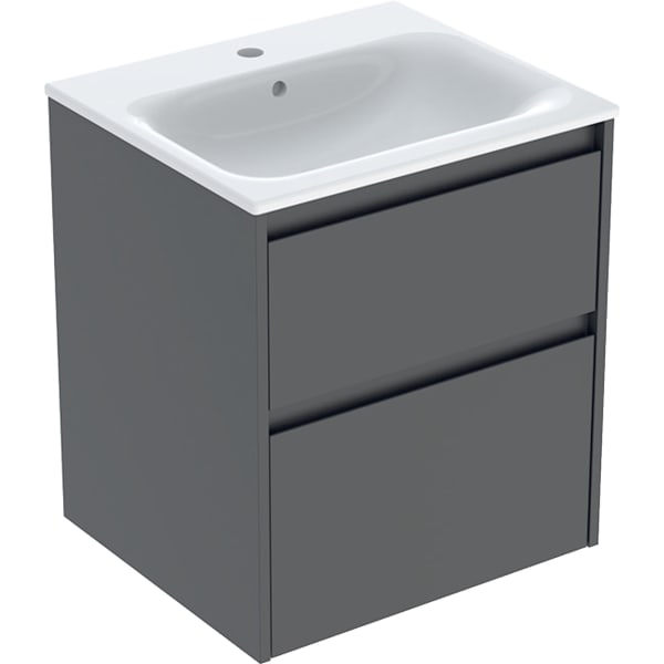 Geberit Renova Plan Set MWT mit US, 2 Schubl. 55x62,1x48cm, lava/l. seidenmatt
