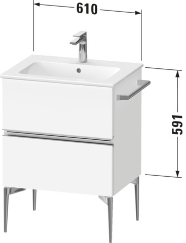 Duravit Sivida WTU 610x591x477mm, f. Bodenst.,Schubk. 2,Chrom/Weiß Matt