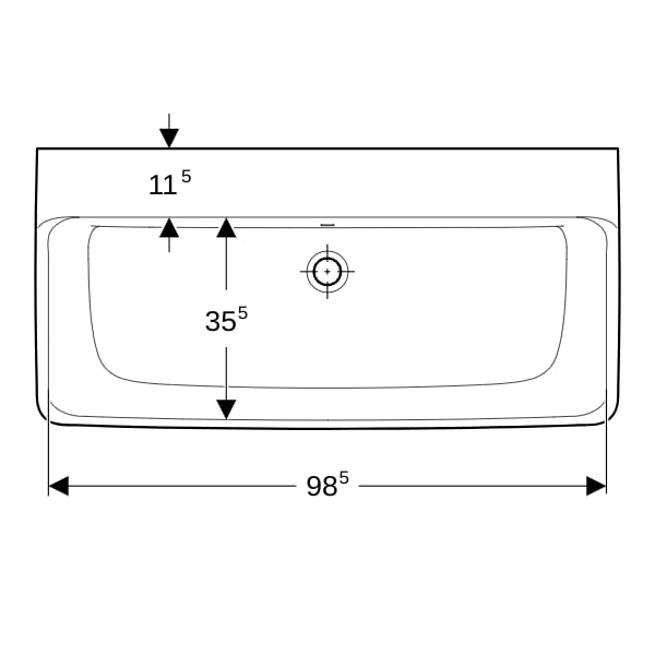 Geberit Renova Plan Waschtisch, 100x48cm o. Hl., m. Ül., weiß