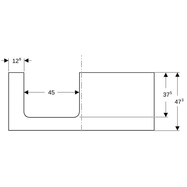 Geberit ONE WT-Platte, Ausschnitt li, für AWT 120x3x47cm, weiß hgl.
