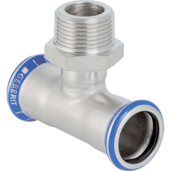 Geberit Mapress Edelstahl T-Stück mit AG d18-R1/2-18 Geberit Mapress Edelstahl T-Stück mit AG d18-R1/2-18