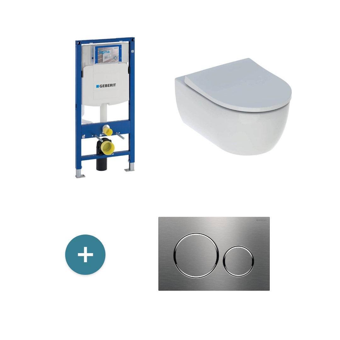 Geberit Duofix Element für Wand-WC + iCon Set Wand-WC Tiefspüler + Betätigungsplatte Sigma20
