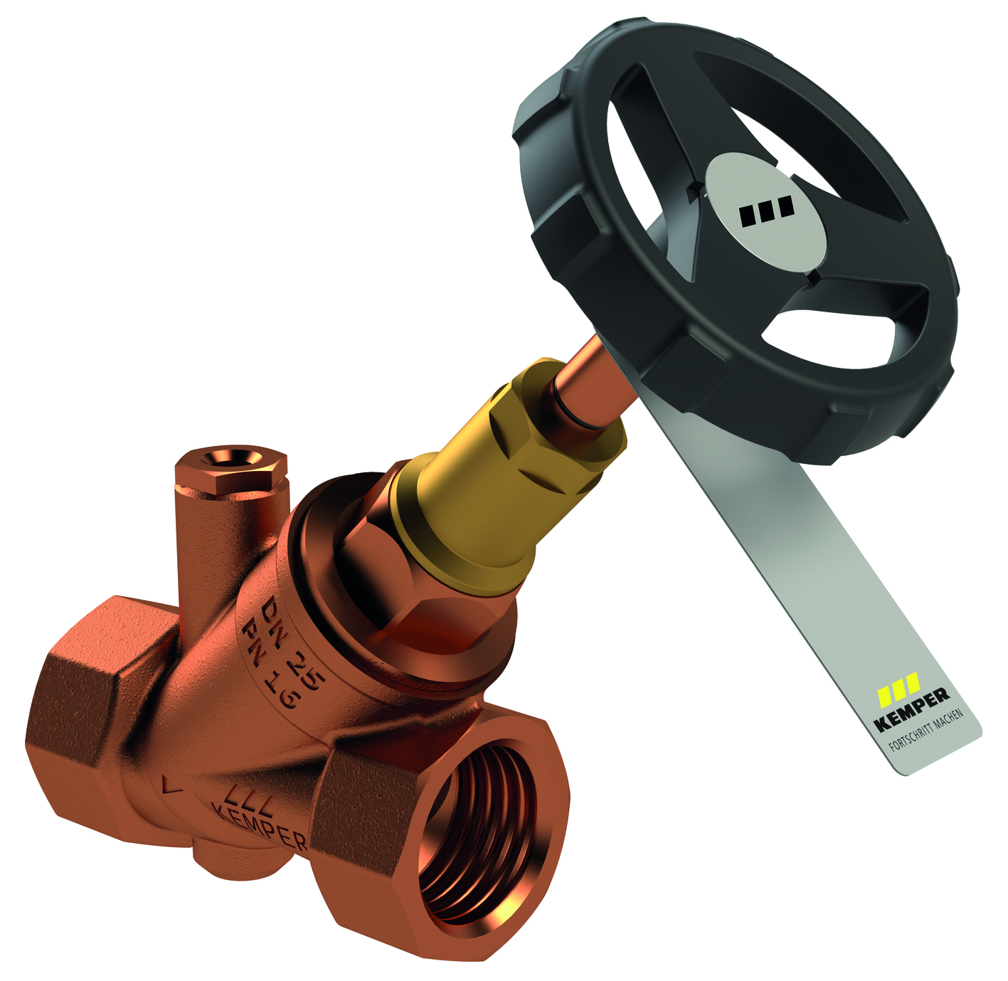 KEMPER WESER Freistrom-Absperrventil RG mit Entleerstopfen G1/4, IG DN50