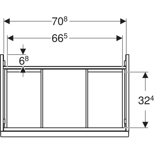 Geberit Acanto US für WT B:75cm, 1 Schubl. 1 i.Schubl., weiß hgl.