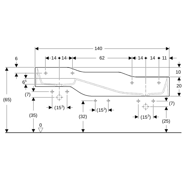 Geberit Bambini Spiel/Waschlandschaft B:140cm 3 Waschpl., tieferes B re, 3 Hl., weiß