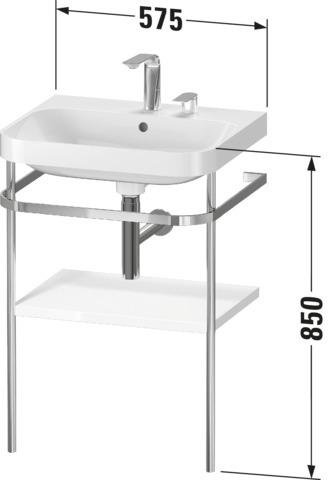 Duravit Metallkonsole bodenst. m. HD.2 Plus 850x575x490mm, Weiß Hochglanz, 2 HL