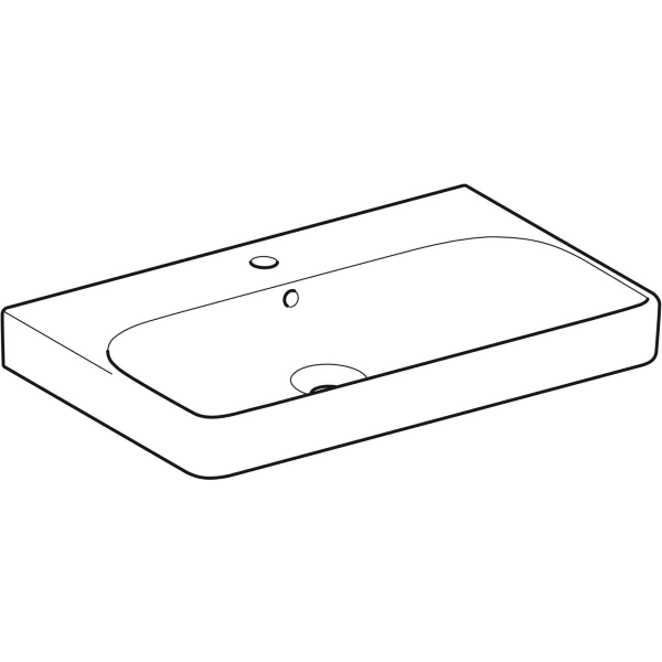 Geberit Smyle Waschtisch, eckig, 75x48cm m. Hl., m. Ül., weiß, KeraTect