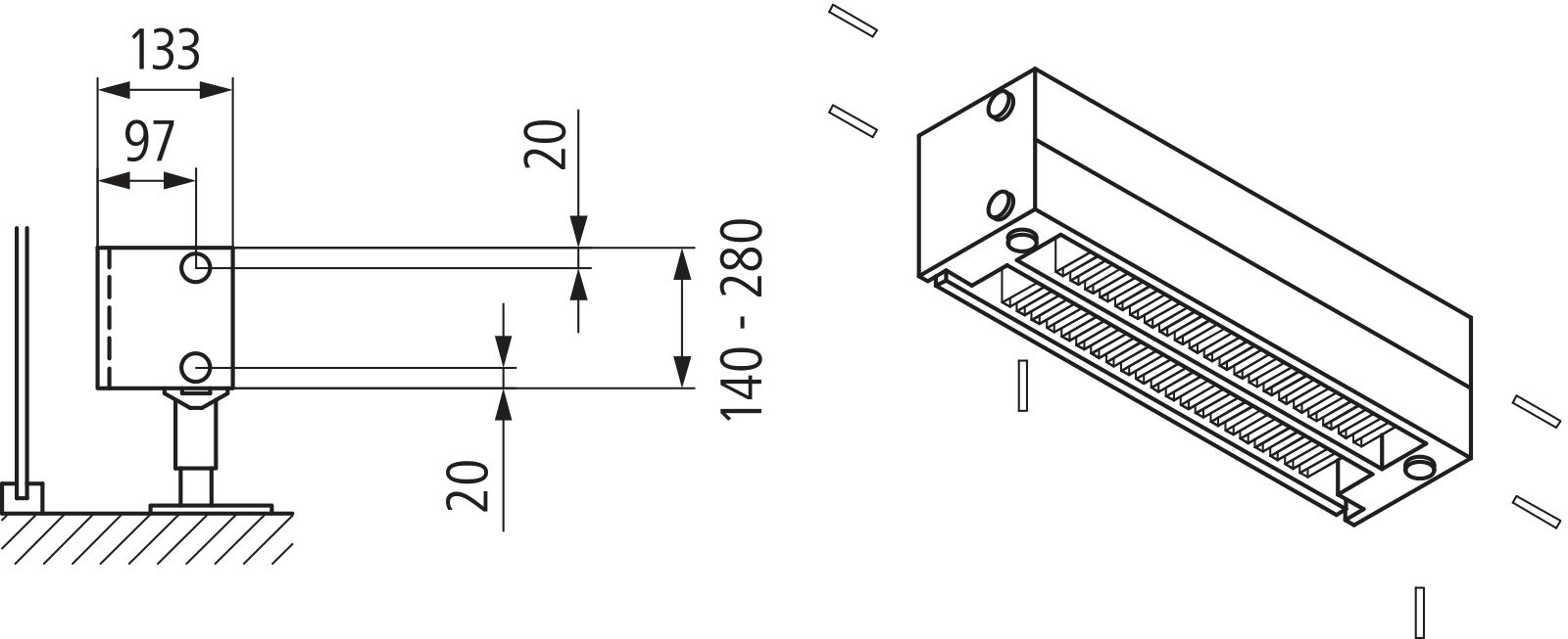 Kermi L-Kon S Typ22 BH210x133x1400mm QN1308,weiß,6bar, m. Abd., AB Uni.,VE2,5