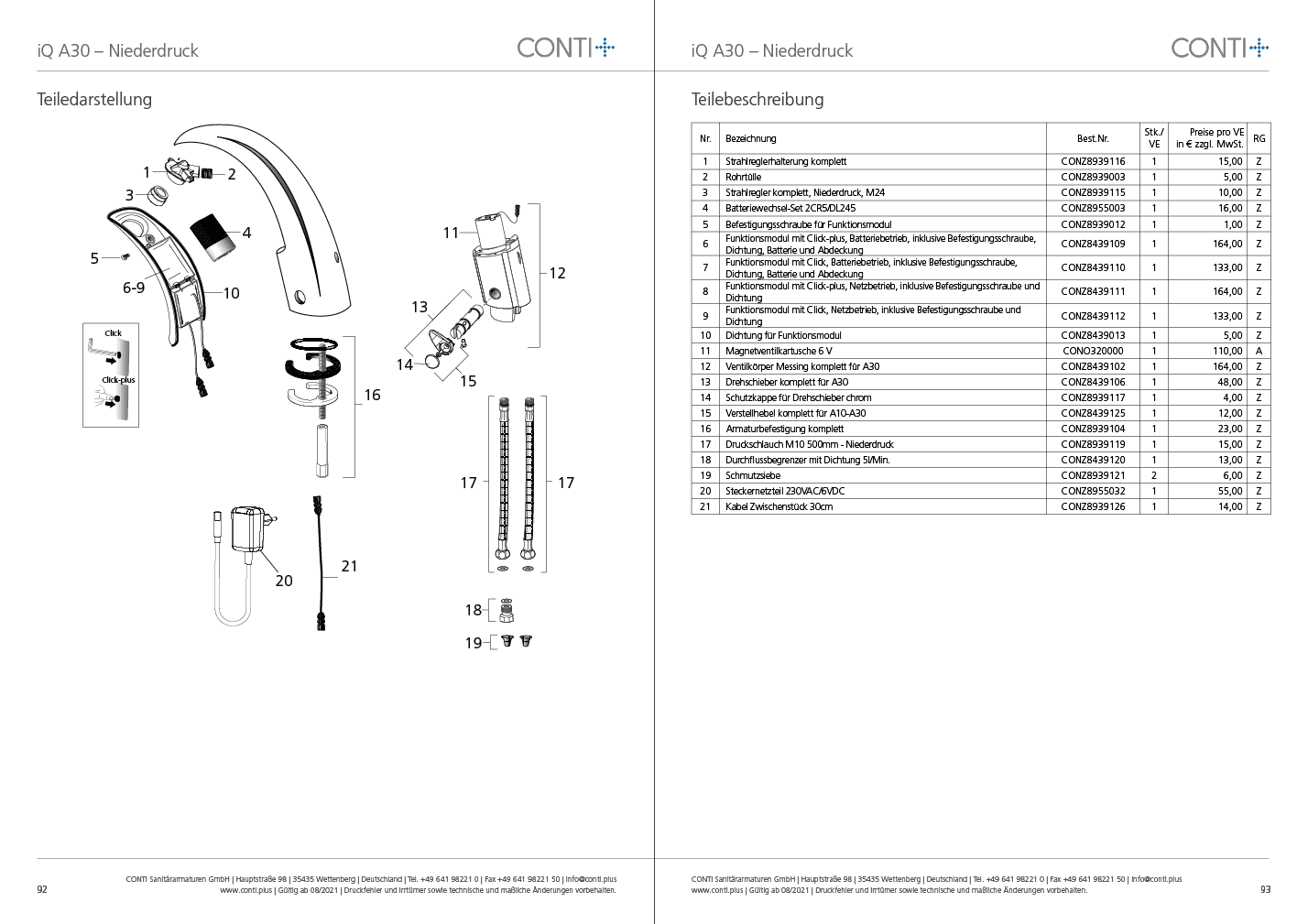CONTI+ iQ elektr. IR Standarm. NetzAP m.Misch. druckl. Chrom o.Ablg. Click A30