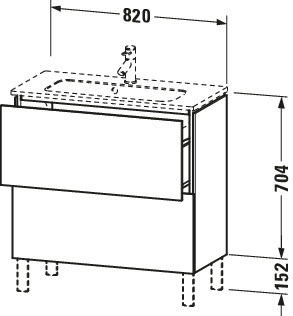 Duravit WTU Compact L-Cube 704x820x391mm 2 Ausz.,bodenst., Betongrau Matt