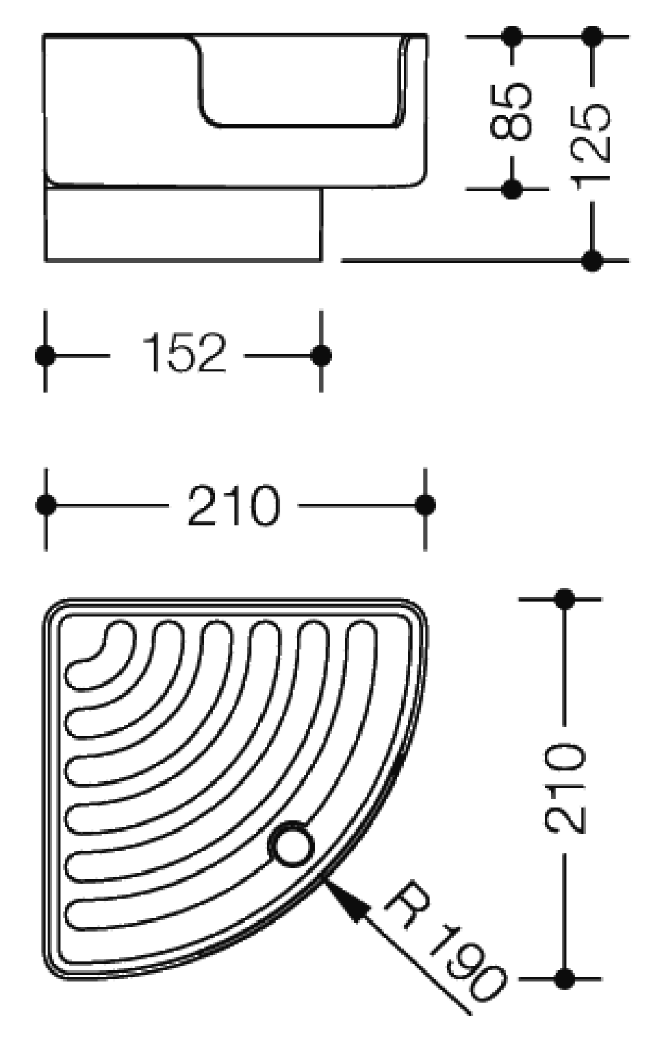 HEWI Eckablage Wandmontage, Halter chrom signalweiß