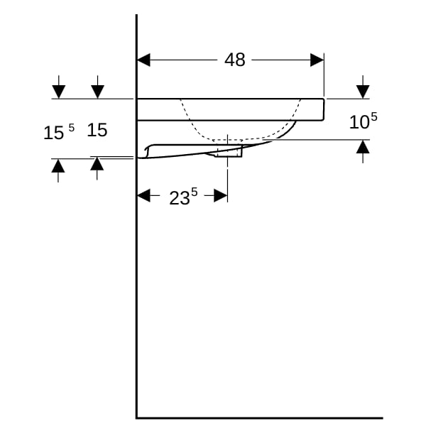 Geberit iCon Light Waschtisch 60x48cm mit Hahnloch, mit Ül., weiß, KeraTect