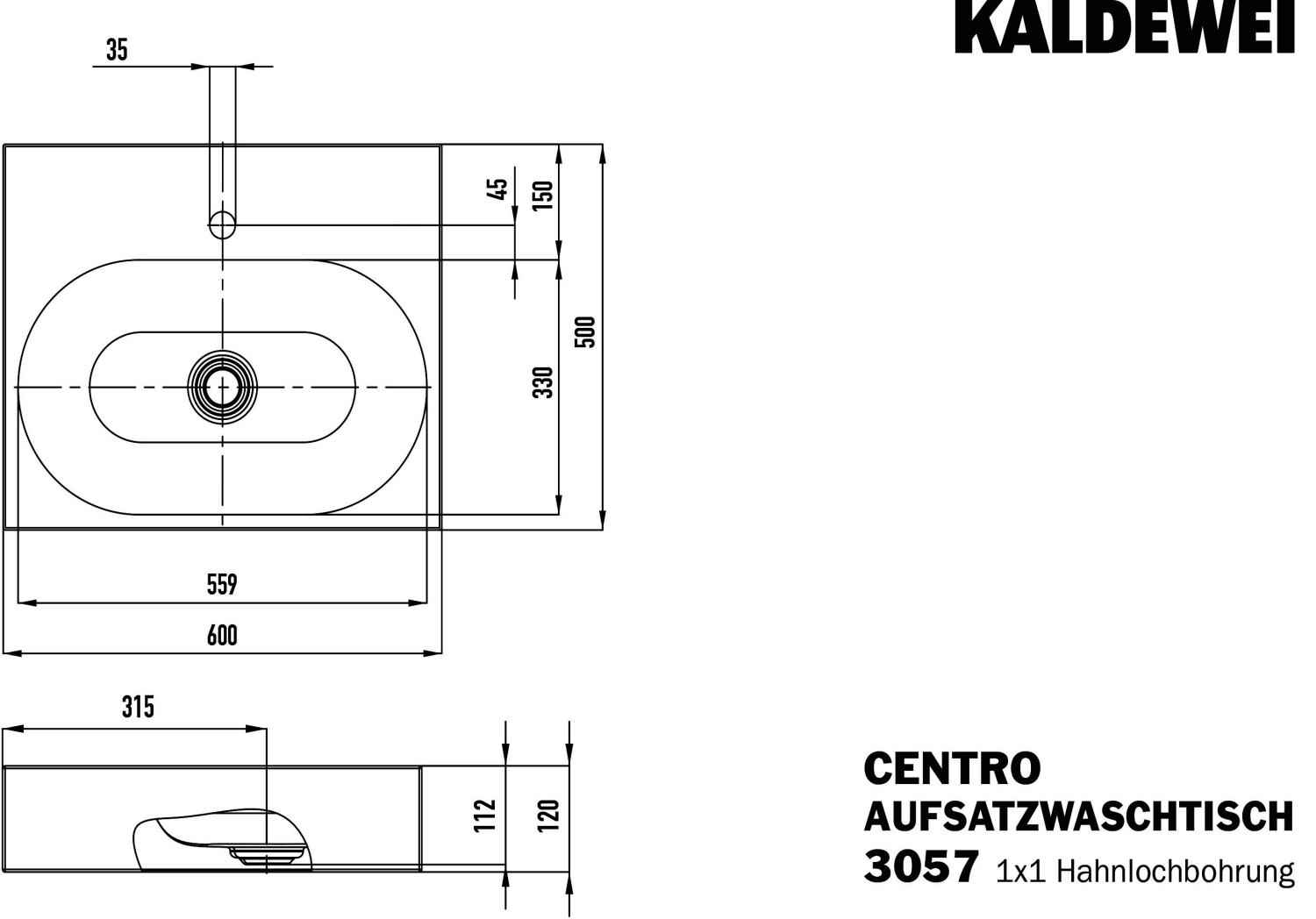 KA WB CENTRO Mod.3057,600x500mm,alpwm, PEFF,AD,m. 1HL,oÜL