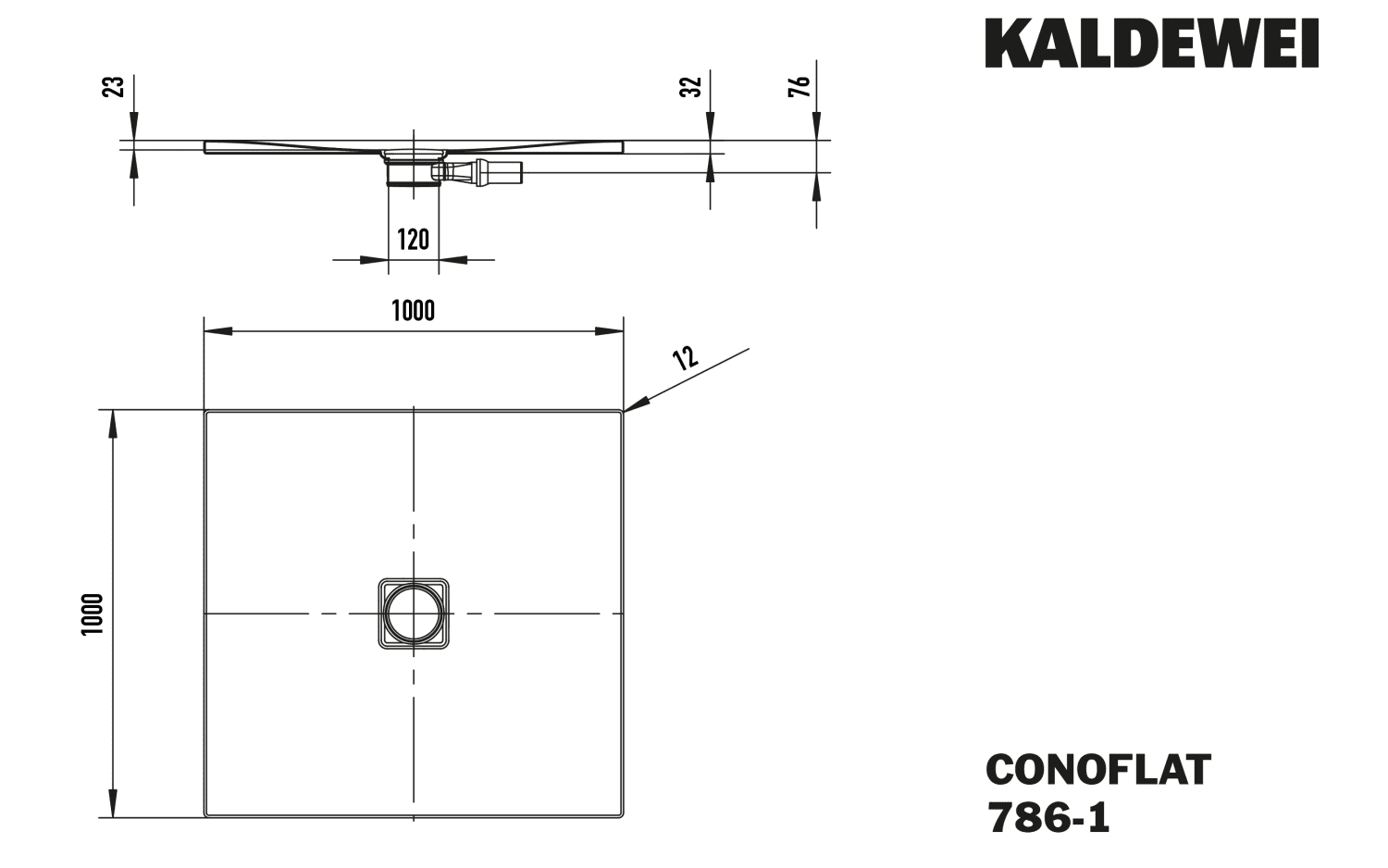 KA DW CONOFLAT Mod.786-1,1000x1000mm, alpinweiß matt,Perl-Effekt