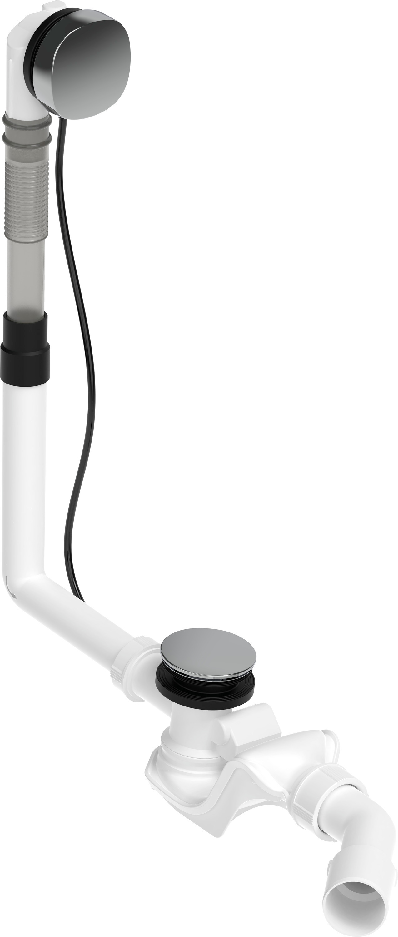 DU Ab- und Überlaufgarnitur Quadroval Drehgriff, Bodenzuglänge 530mm, chrom