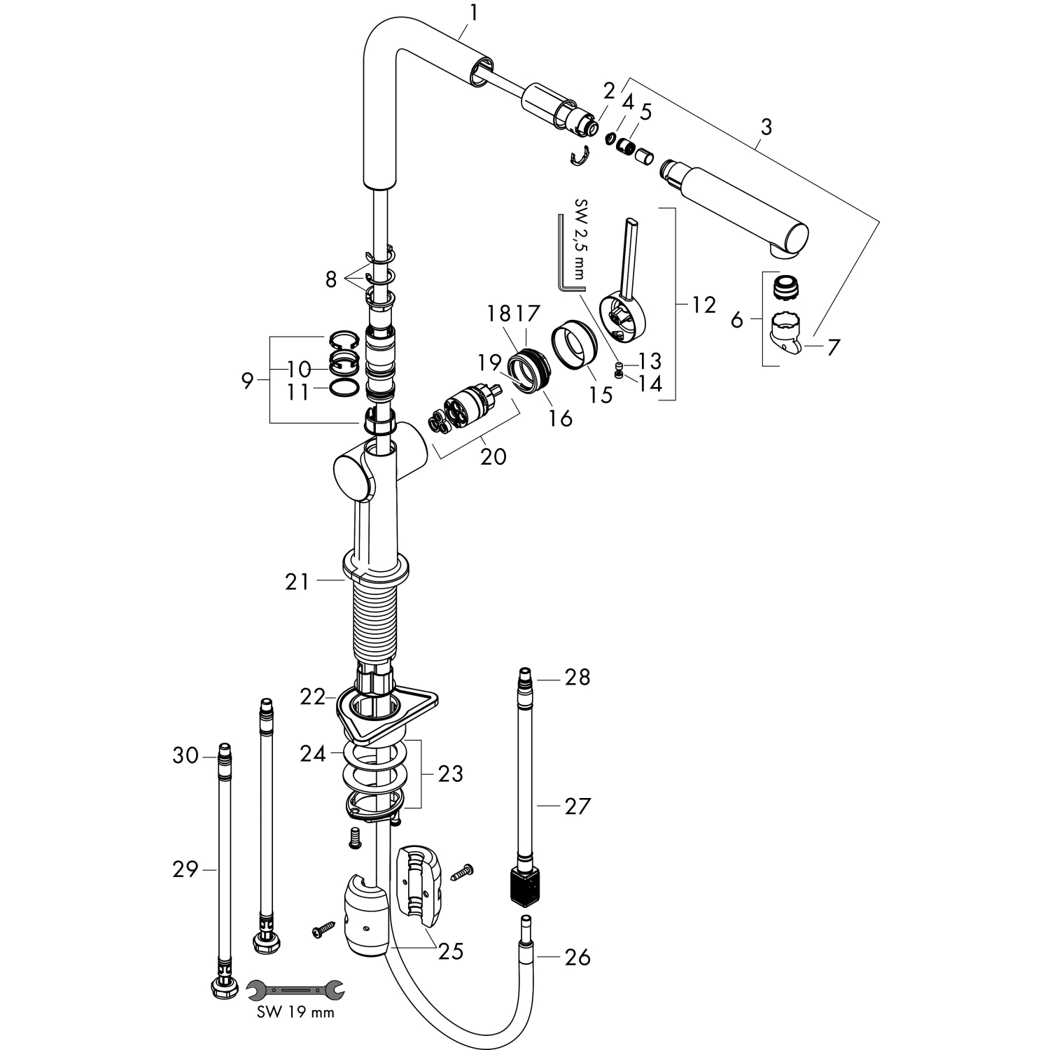 Hansgrohe Spültischmischer 270 Talis M54 Eco Ausziehauslauf 1jet chrom