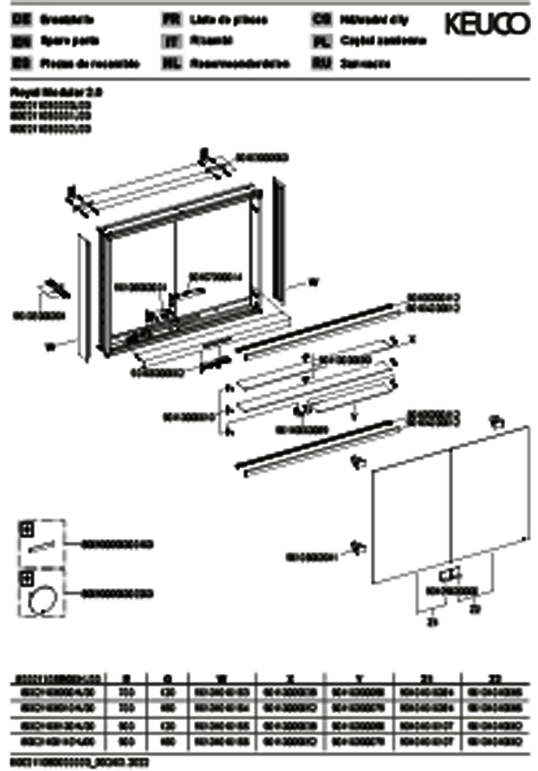 KEUCO Royal Modular 2.0 SPS, bel. 80021, Vorb,1Steckd/USB,sb-elox,800x900x160mm