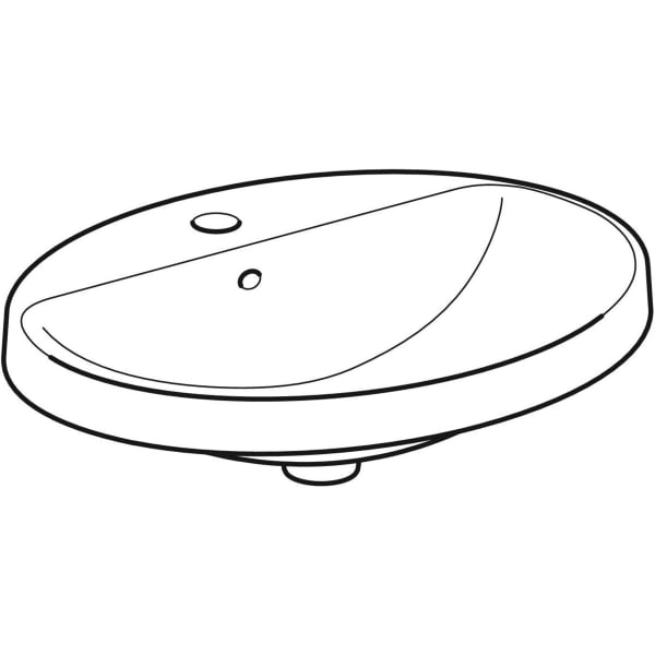 Geberit VariForm Einbauwaschtisch, oval mit HLB, 60x48cm, m. Ül., weiß, KeraTect
