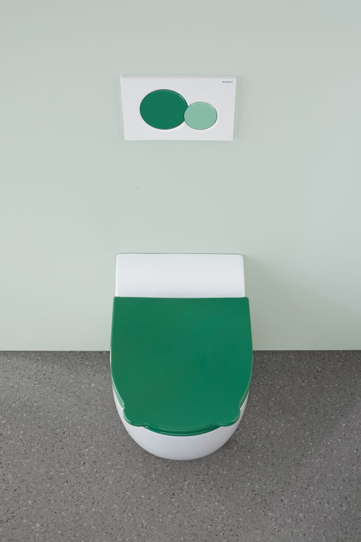 Geberit Sigma01 BetPl., rund, 2-Mengen-Sp. weiß glänzend/grün glzd /hellgrün glzd
