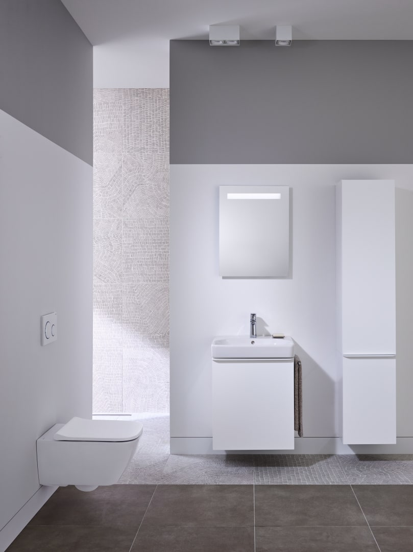 Geberit Smyle Wand-WC, eckig, Tiefspüler geschlossene Form, Rimfree, weiß