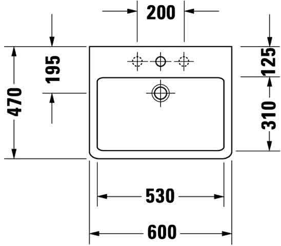 DU Waschtisch Vero 600 mm m.ÜL, m.HLB, 1 HL, geschl., weiß