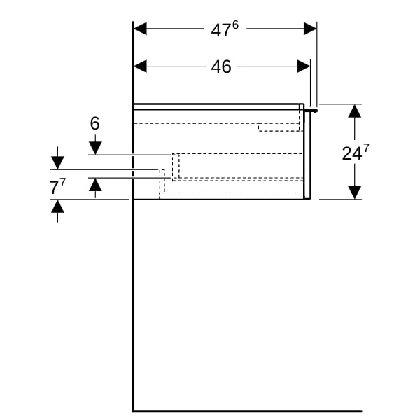 Geberit iCon Unterschrank für WT, 1 Schubl. 118,4x24,7x47,6cm, Eiche/Gr. Lava