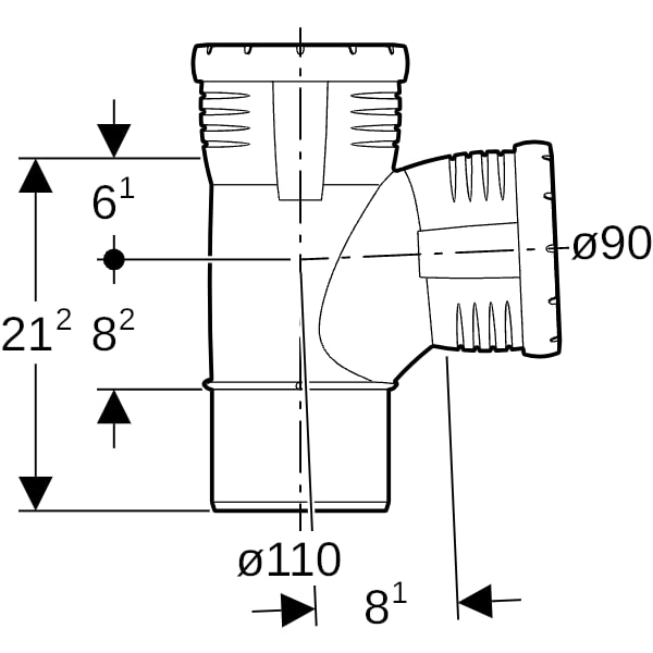 Geberit Silent-Pro Bogenabzweig 87,5Gr d110/90