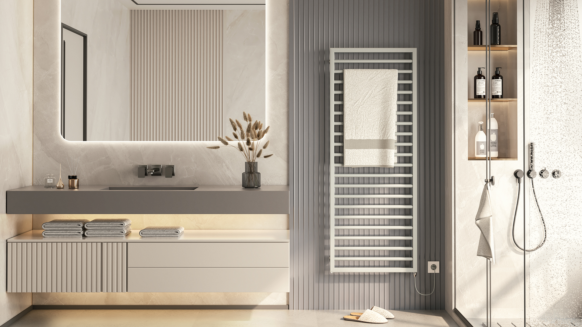 Zehnder Design-HK Subway elektr. IHE SUBSS130045EAZD 1311x45x450 RAL 9010