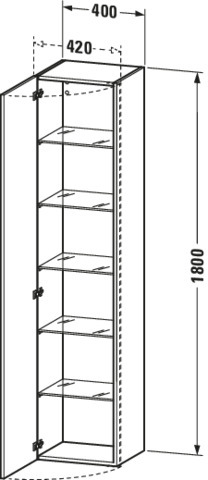 Duravit Hochschrank DuraStyle 360x400x1800mm 1 Tür, TA links, weiß matt/weiß matt