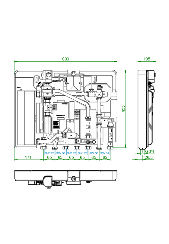 OVENTROP-Wohnungsstation Regudis W-HTE Wärmeübertrager kupfergelötet, 18 l/min