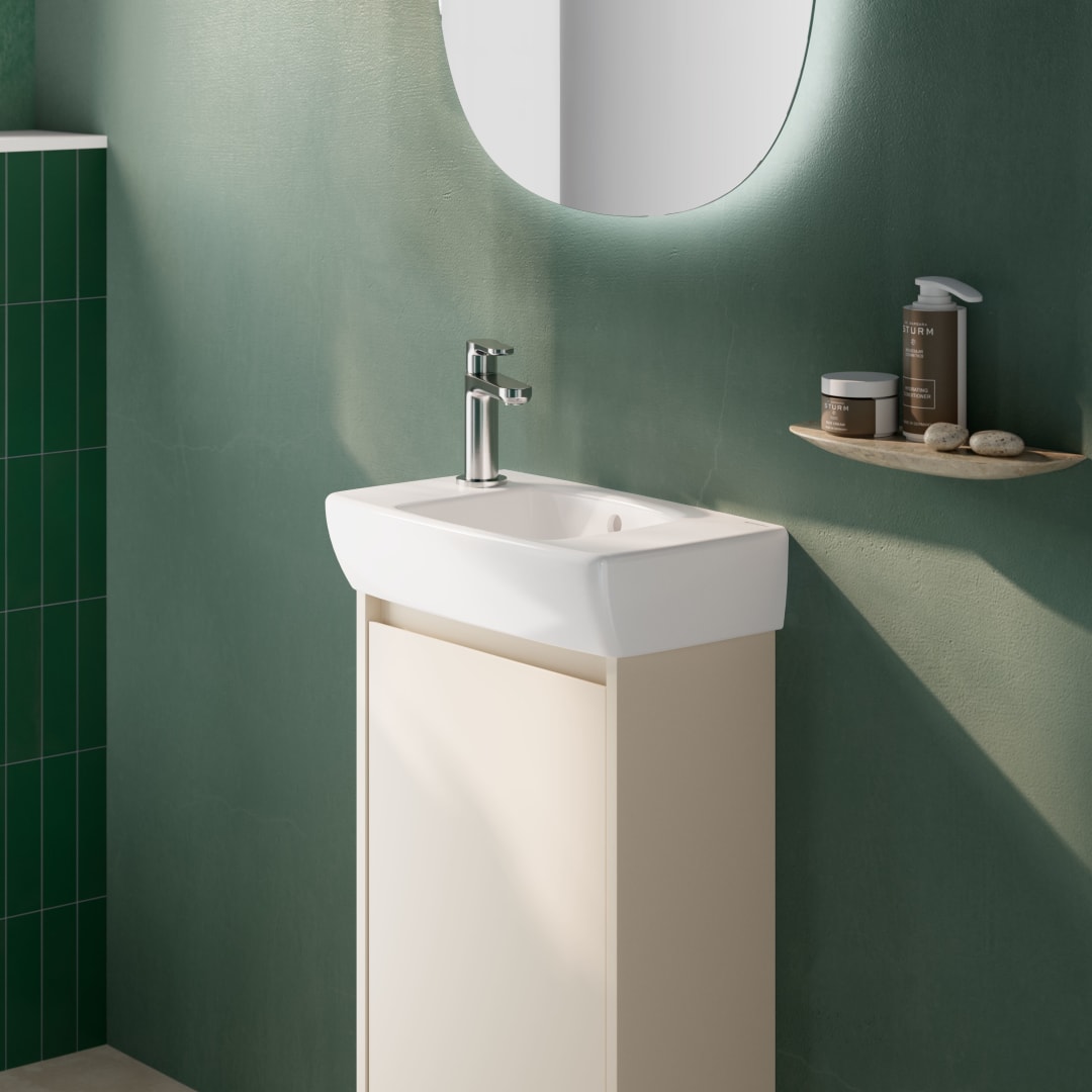 Geberit Renova Compact US für HWB, mit 1 Tür 41,2x60,5x20,1cm, sandgrau/l. seidenmatt