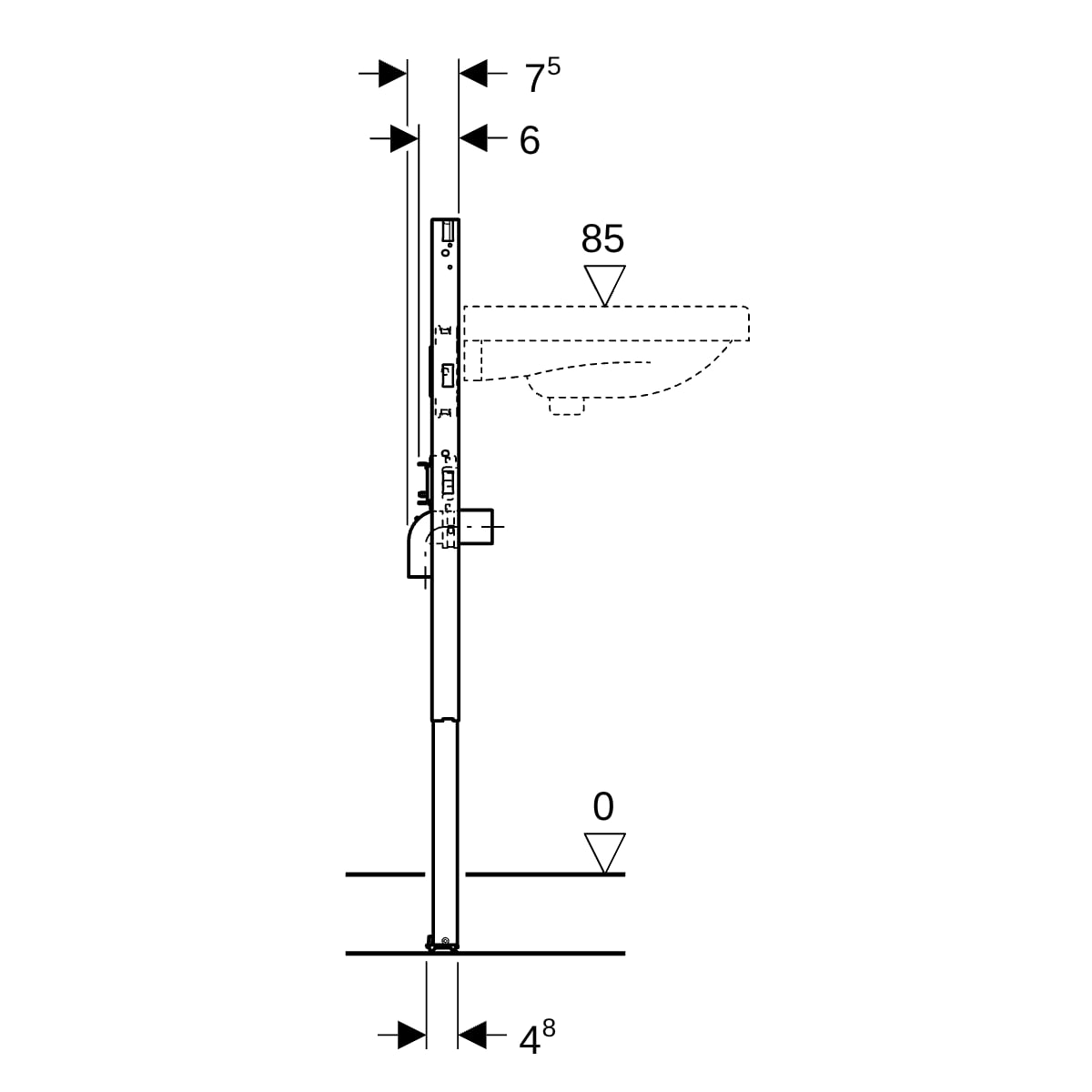 Geberit DuofixBasic Element für Waschtisch, 112 cm, Standarmatur