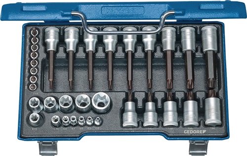 Steckschlüsselsatz 19 TX 20 34-tlg.1/4+1/2 Zoll T8-T60/E4-E24 GEDORE Steckschlüsselsatz 19 TX 20 34-tlg.1/4+1/2 Zoll T8-T60/E4-E24 GEDORE