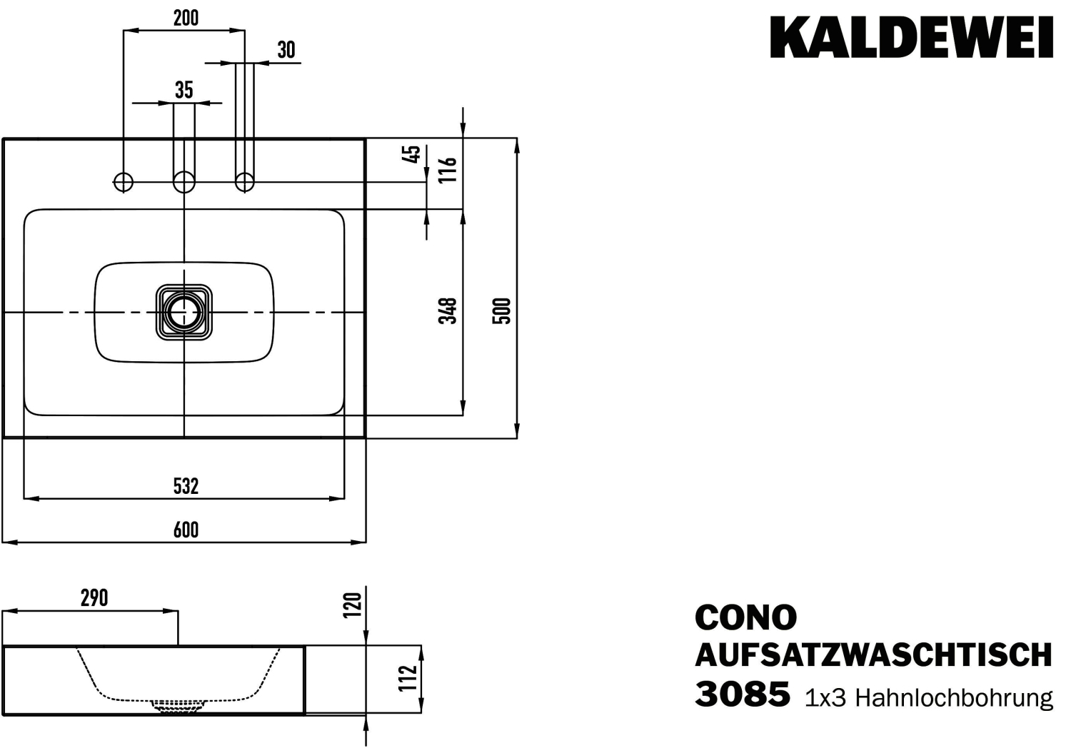 KA WB CONO Mod.3085,600x500mm,alpwe,PEFF ,AD,m. 3HL,oÜL