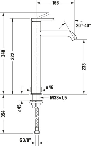 Duravit C.1 Einhebel-Waschtischmischer XL FreshStart,MinusFlow,o. Zugst.,Chrom HG