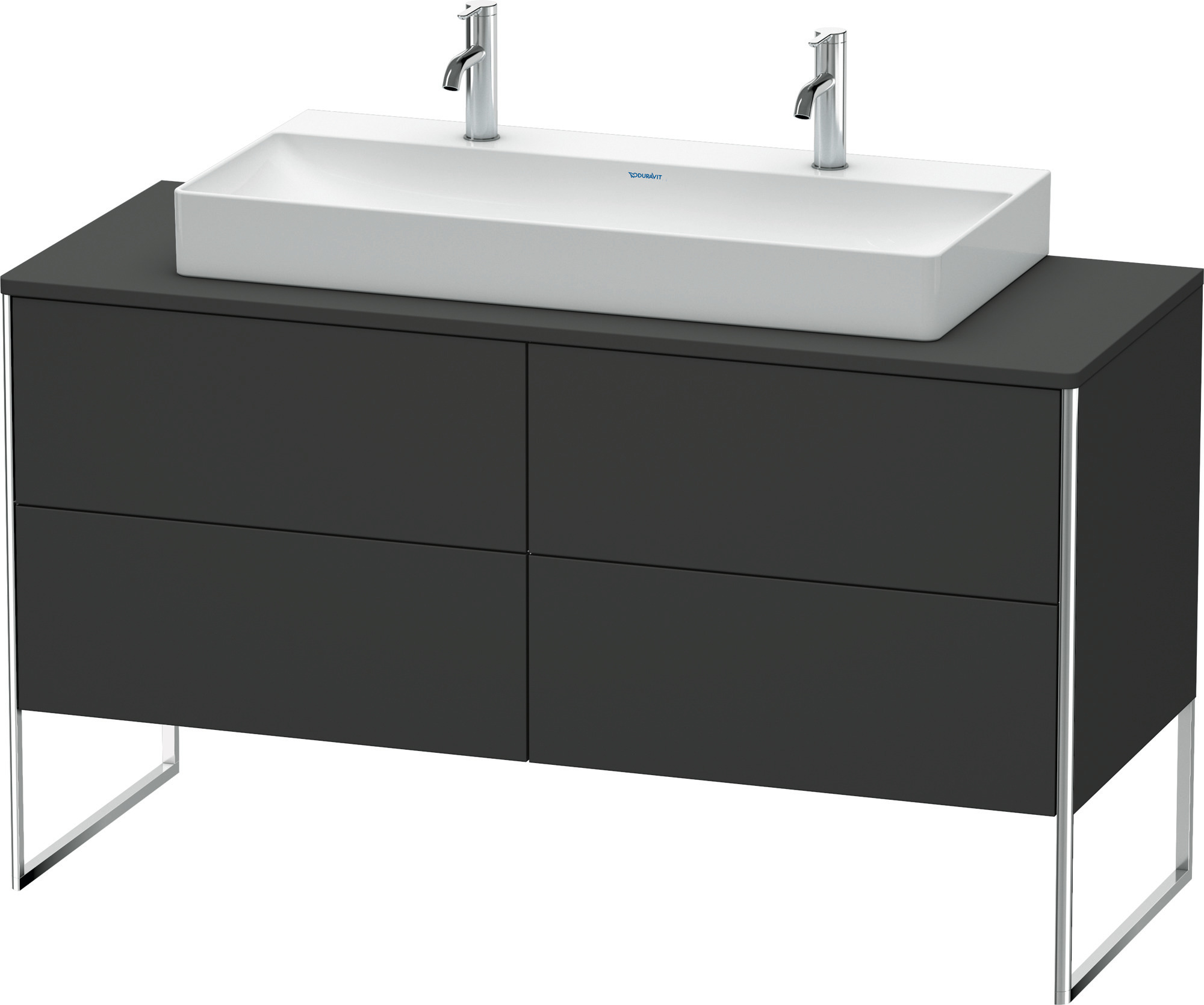 Duravit WTU XSquare 778x1400x548mm,Becken m. 4 Schubkästen, Graphit Supermatt,